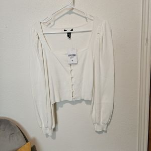 Forever 21 Button-up Sweater, NWT, Size M, White